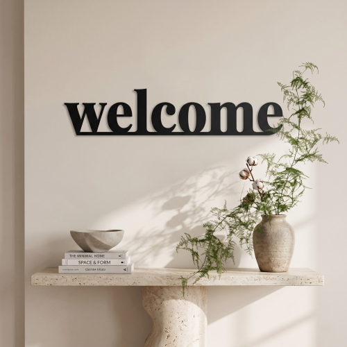 Welcome Yazısı Metal Duvar Tablosu - AMD6400