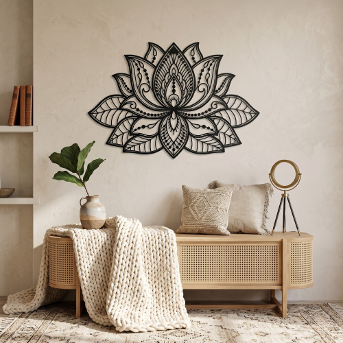 3D Lotus Mandala Metal Duvar Tablosu - AMD6480