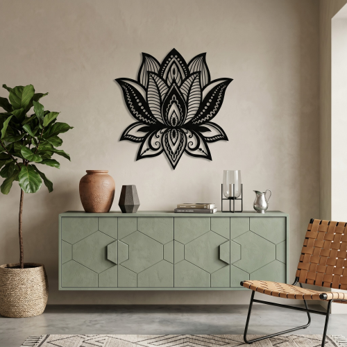 Mandala Lotus Çiçeği Metal Duvar Tablosu - AMD6470