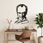 Atatürk Portre İmzalı Dekoratif Metal Duvar Tablosu - AMD4190 - Görsel 4